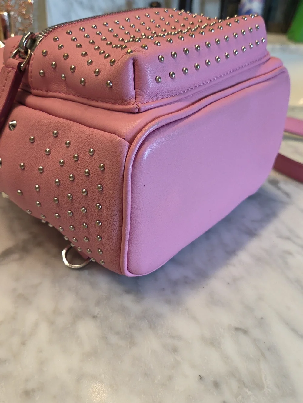 EUC MCM Baby Pink Studded Mini Backpack Crossbody 🩷